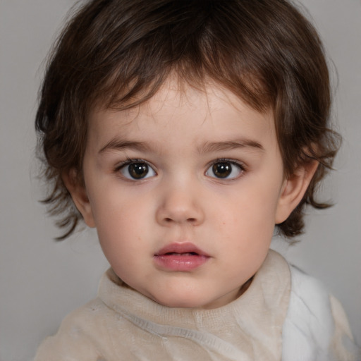 Neutral white child female with medium  brown hair and brown eyes