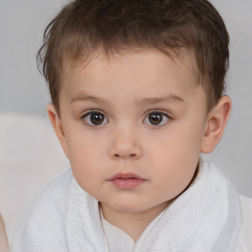 Neutral white child male with short  brown hair and brown eyes