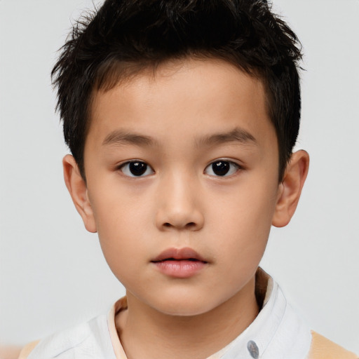 Neutral white child male with short  brown hair and brown eyes