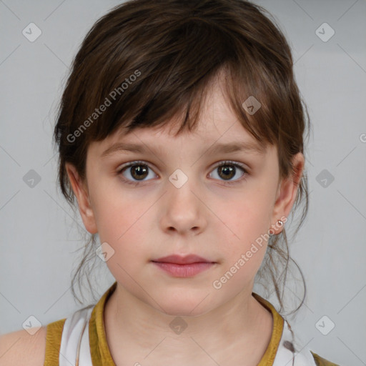 Neutral white child female with medium  brown hair and brown eyes