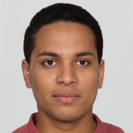 Neutral latino young-adult male with short  brown hair and brown eyes
