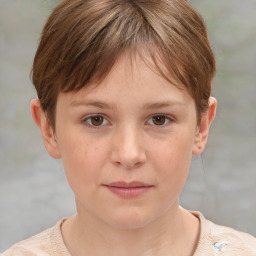 Neutral white young-adult female with short  brown hair and brown eyes