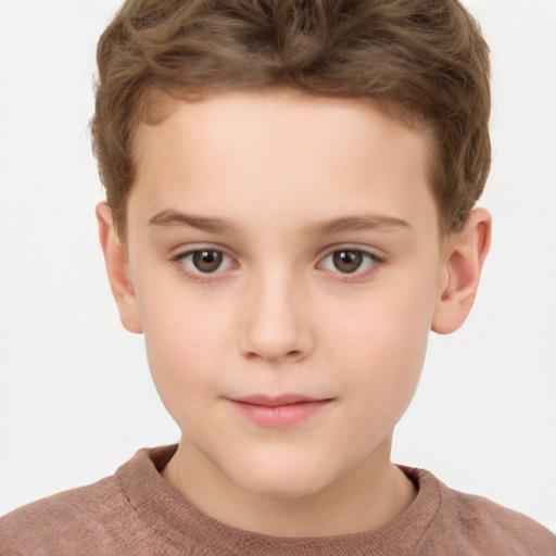 Neutral white child male with short  brown hair and brown eyes