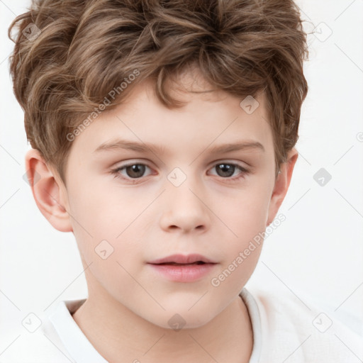 Neutral white child male with short  brown hair and brown eyes