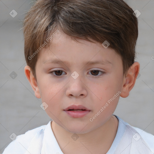 Neutral white child male with short  brown hair and brown eyes