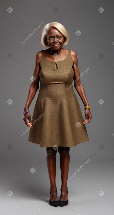 Ugandan elderly female with  blonde hair