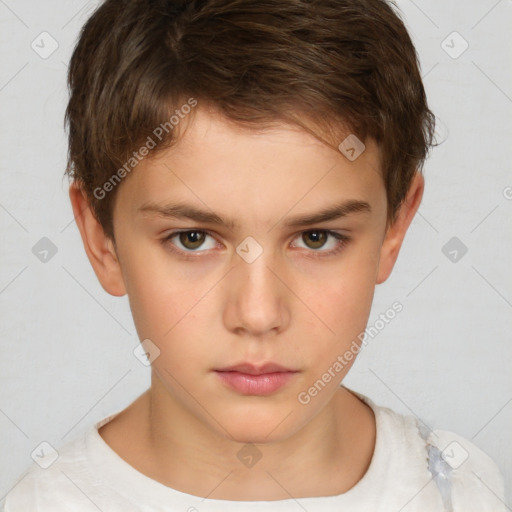 Neutral white child male with short  brown hair and brown eyes