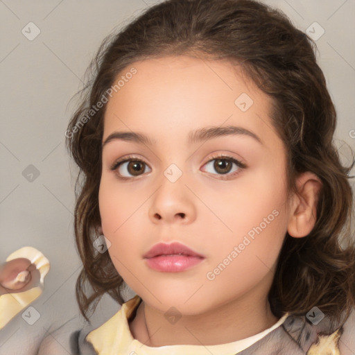 Neutral white child female with medium  brown hair and brown eyes