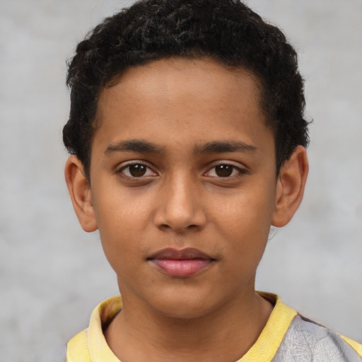 Neutral black child male with short  brown hair and brown eyes