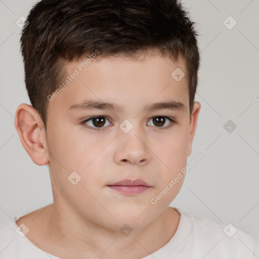 Neutral white child male with short  brown hair and brown eyes