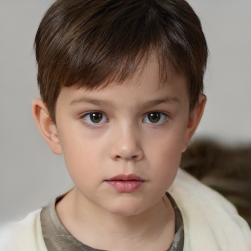 Neutral white child male with short  brown hair and brown eyes