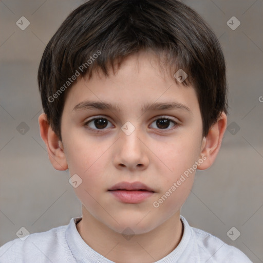 Neutral white child male with short  brown hair and brown eyes