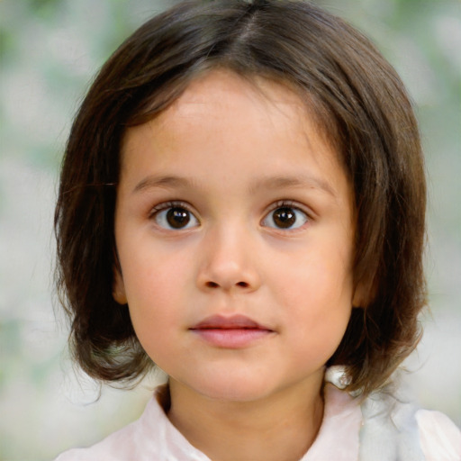 Neutral white child female with medium  brown hair and brown eyes