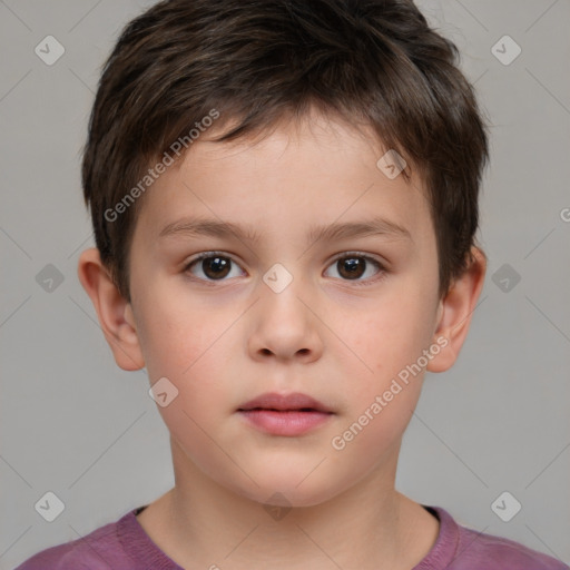 Neutral white child male with short  brown hair and brown eyes