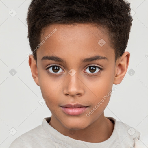 Neutral white child female with short  brown hair and brown eyes