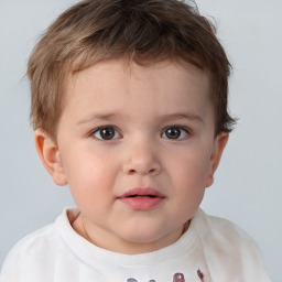 Neutral white child male with short  brown hair and brown eyes