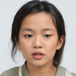 Neutral asian child female with medium  brown hair and brown eyes