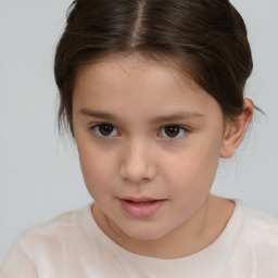 Neutral white child female with short  brown hair and brown eyes