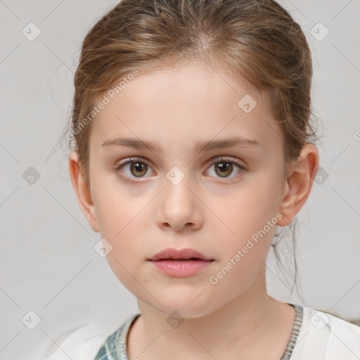 Neutral white child female with medium  brown hair and brown eyes