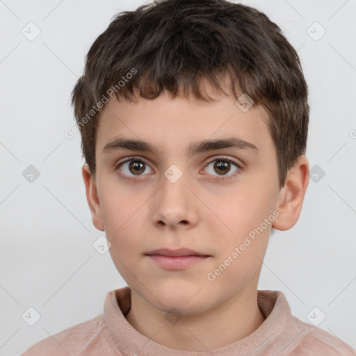 Neutral white child male with short  brown hair and brown eyes