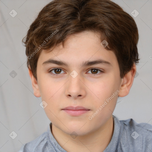 Neutral white child male with short  brown hair and brown eyes