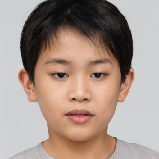 Neutral asian child female with short  brown hair and brown eyes