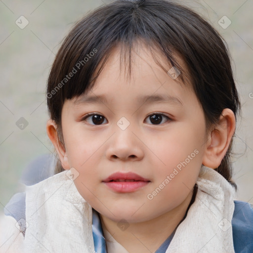 Neutral white child female with medium  brown hair and brown eyes