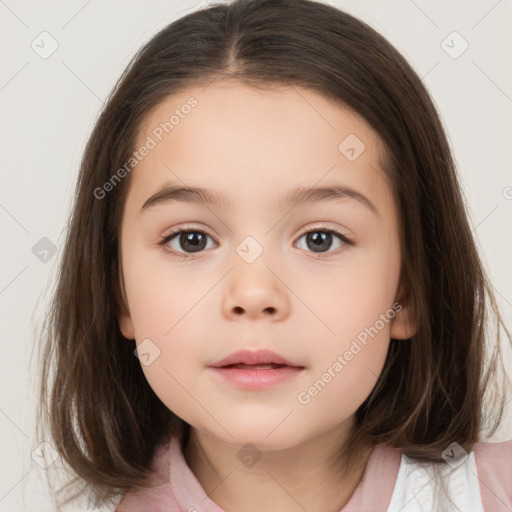 Neutral white child female with medium  brown hair and brown eyes