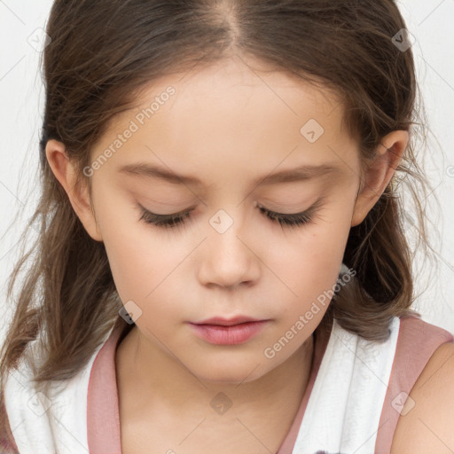 Neutral white child female with medium  brown hair and brown eyes