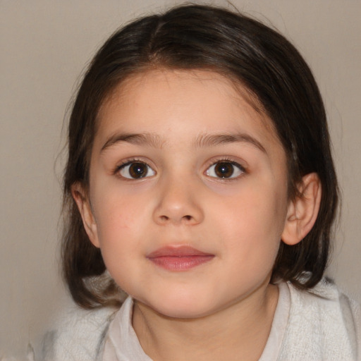 Neutral white child female with medium  brown hair and brown eyes