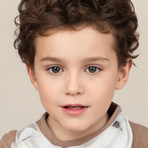 Neutral white child male with short  brown hair and brown eyes