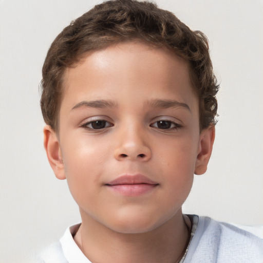 Neutral white child male with short  brown hair and brown eyes