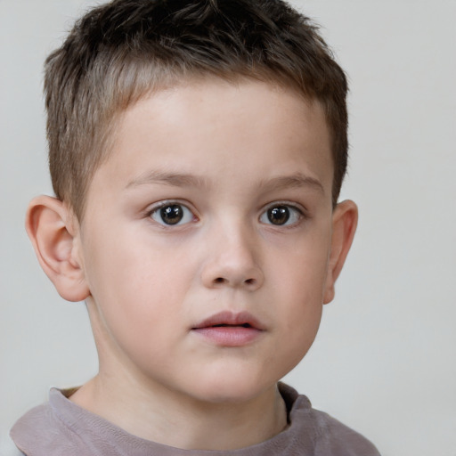 Neutral white child male with short  brown hair and brown eyes