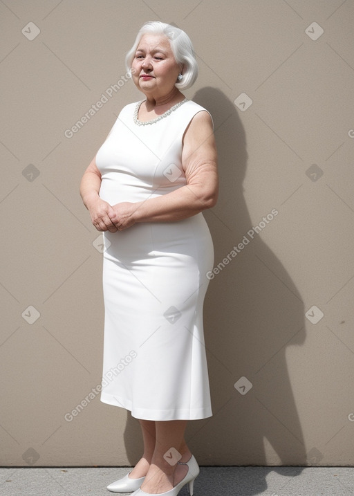 New zealand elderly female with  white hair