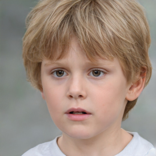 Neutral white child female with short  brown hair and grey eyes