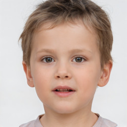 Neutral white child male with short  brown hair and brown eyes