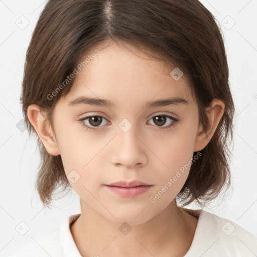 Neutral white child female with medium  brown hair and brown eyes