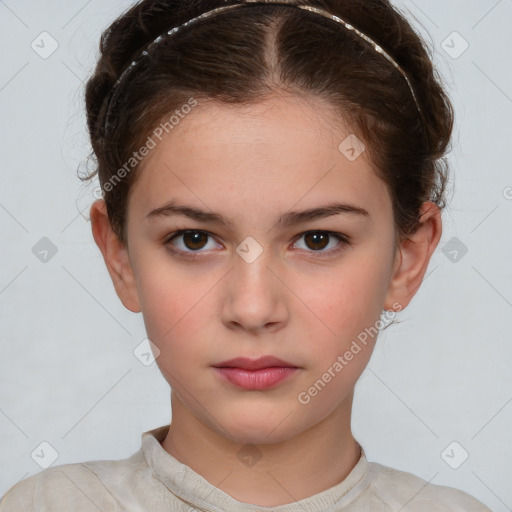 Neutral white child female with short  brown hair and brown eyes