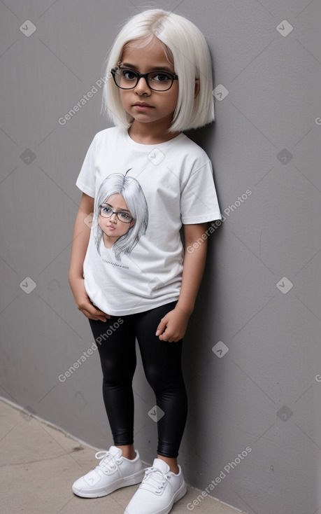 Indian child girl with  white hair