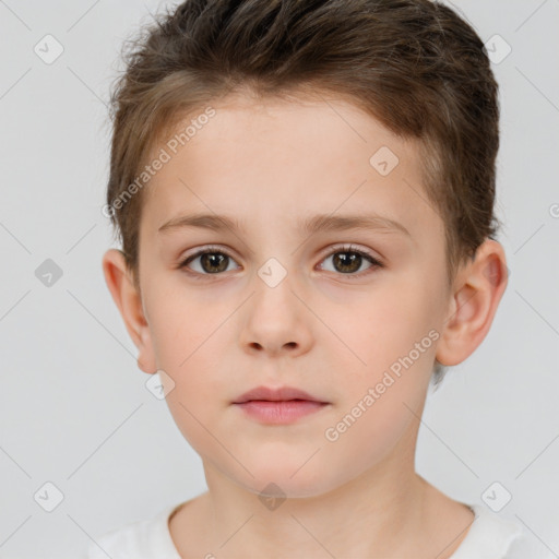 Neutral white child male with short  brown hair and brown eyes