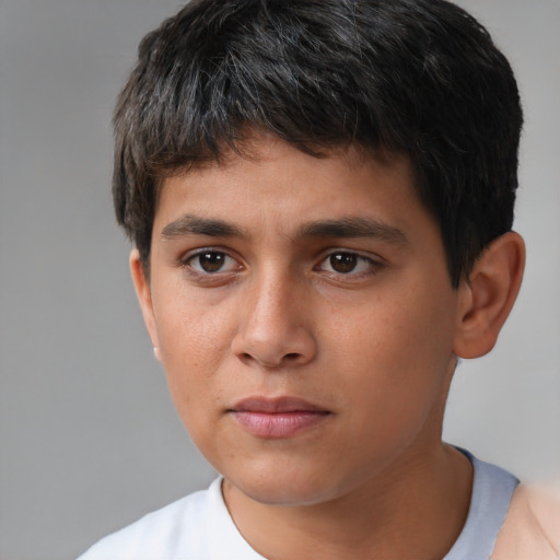 Neutral asian young-adult male with short  brown hair and brown eyes