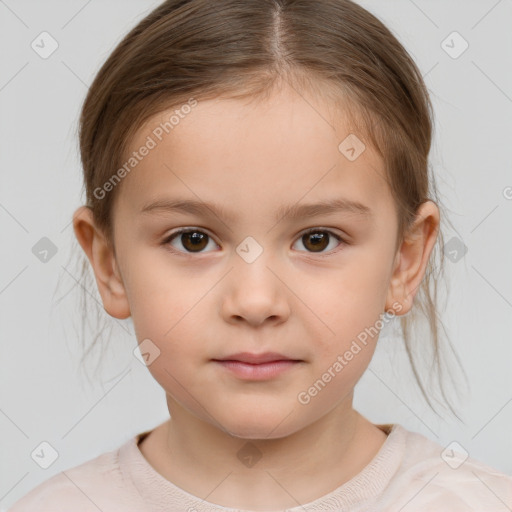 Neutral white child female with medium  brown hair and brown eyes