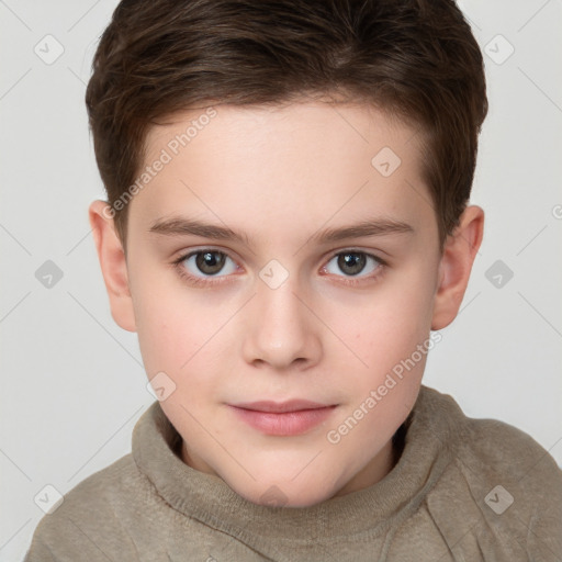 Neutral white child female with short  brown hair and brown eyes