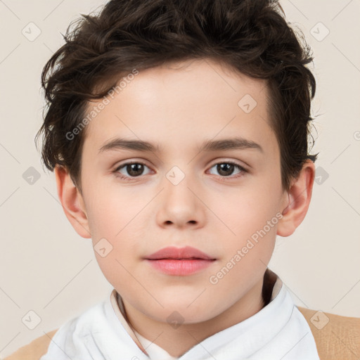 Neutral white child male with short  brown hair and brown eyes