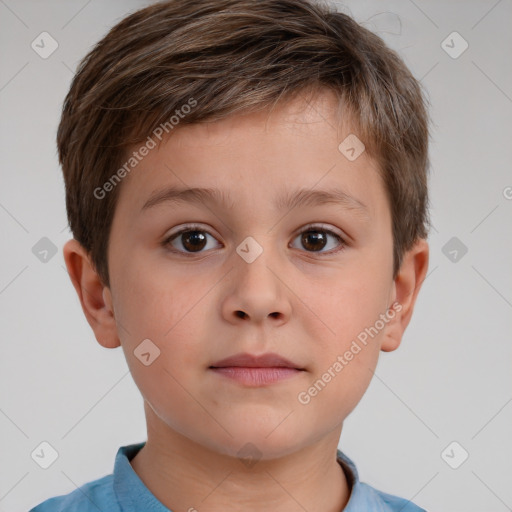 Neutral white child male with short  brown hair and brown eyes