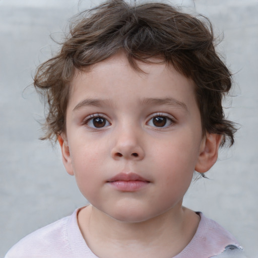 Neutral white child male with medium  brown hair and brown eyes