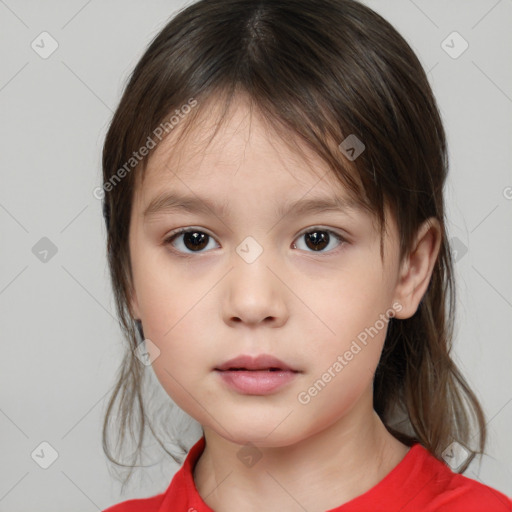 Neutral white child female with medium  brown hair and brown eyes