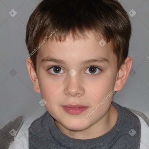 Neutral white child male with short  brown hair and brown eyes