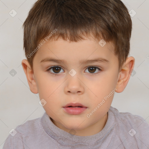 Neutral white child male with short  brown hair and brown eyes