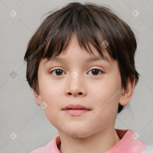 Neutral white child female with medium  brown hair and brown eyes